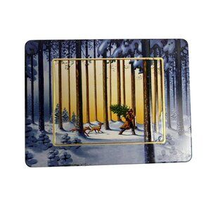 Limited Edition Henry Lambertz Designer Tin 2000 With Winter Forest Scene & Nutc